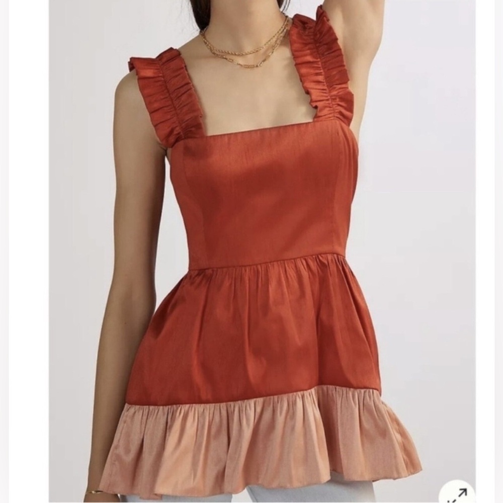 NWOT Rare Anthropologie Sachin & Babi Boho Rust Orange Blush Pink Bow Tank Top
